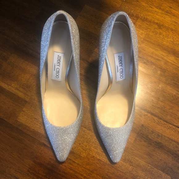 NIB $675 Jimmy Choo Romy Pointed Toe Pump in Platinum Ice Glitter - size 9.5! - Picture 5 of 11
